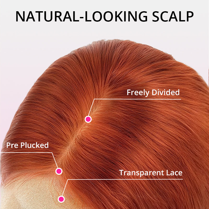 Ginger Orange Colored 13x4 Lace Front Body Wave Wig High Density Human Hair Wigs