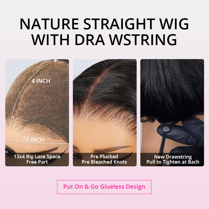 Zlike Yaki Straight Bob Pre Cut Lace Closure Wigs Human Hair Put On and Go Glueless wigs