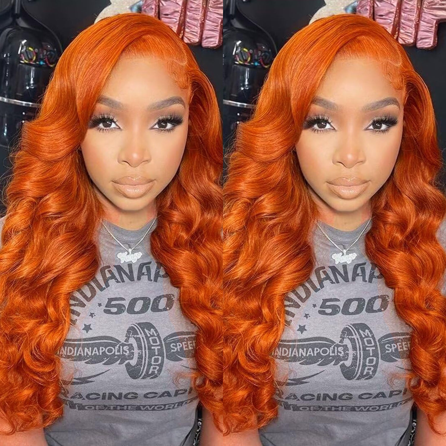 Body Wave Wig Ginger Orange Colored Lace Front Human Hair Wigs For Black Women