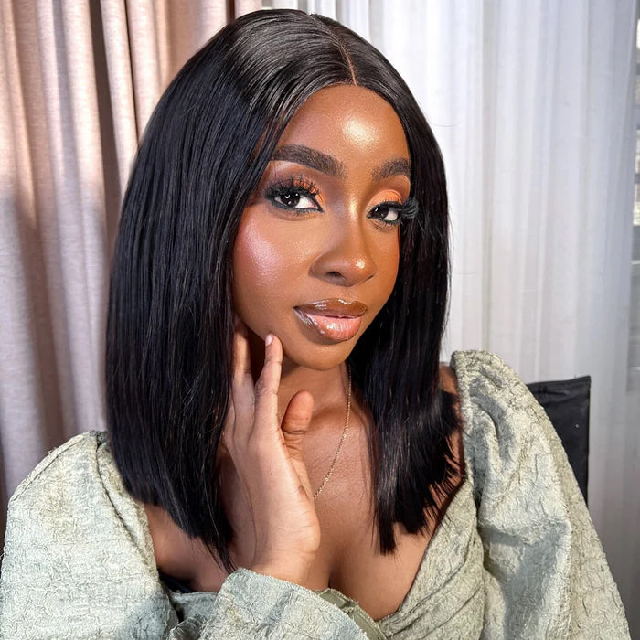 Zlike 300% Density Straight Wigs Transparent Lace 100% Human Hair Pre Cut Lace Front Wigs Glueless