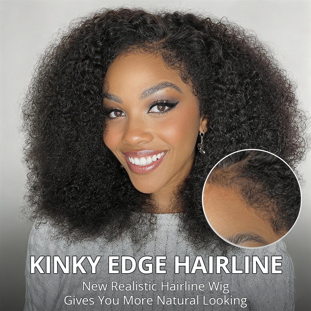 Zlike Afro Curly Glueless Wigs Pre-cut 7x5 Lace With Bleached Knots 100% Human Hair Wigs