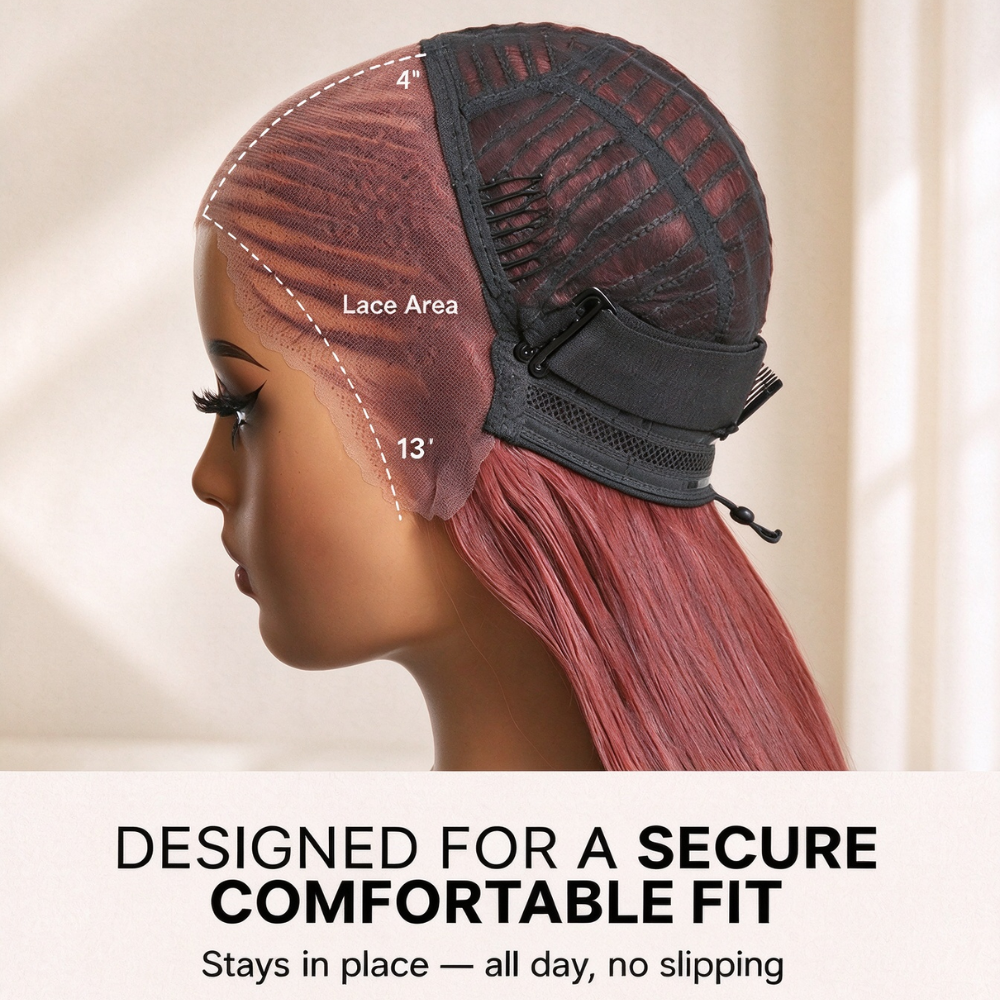 Zlike Fulani Braids Copper Red Straight Frontal Lace Bob Wig Pre-Cut 13x4 Transparent Lace Wigs Pre-Braided Bob Wigs