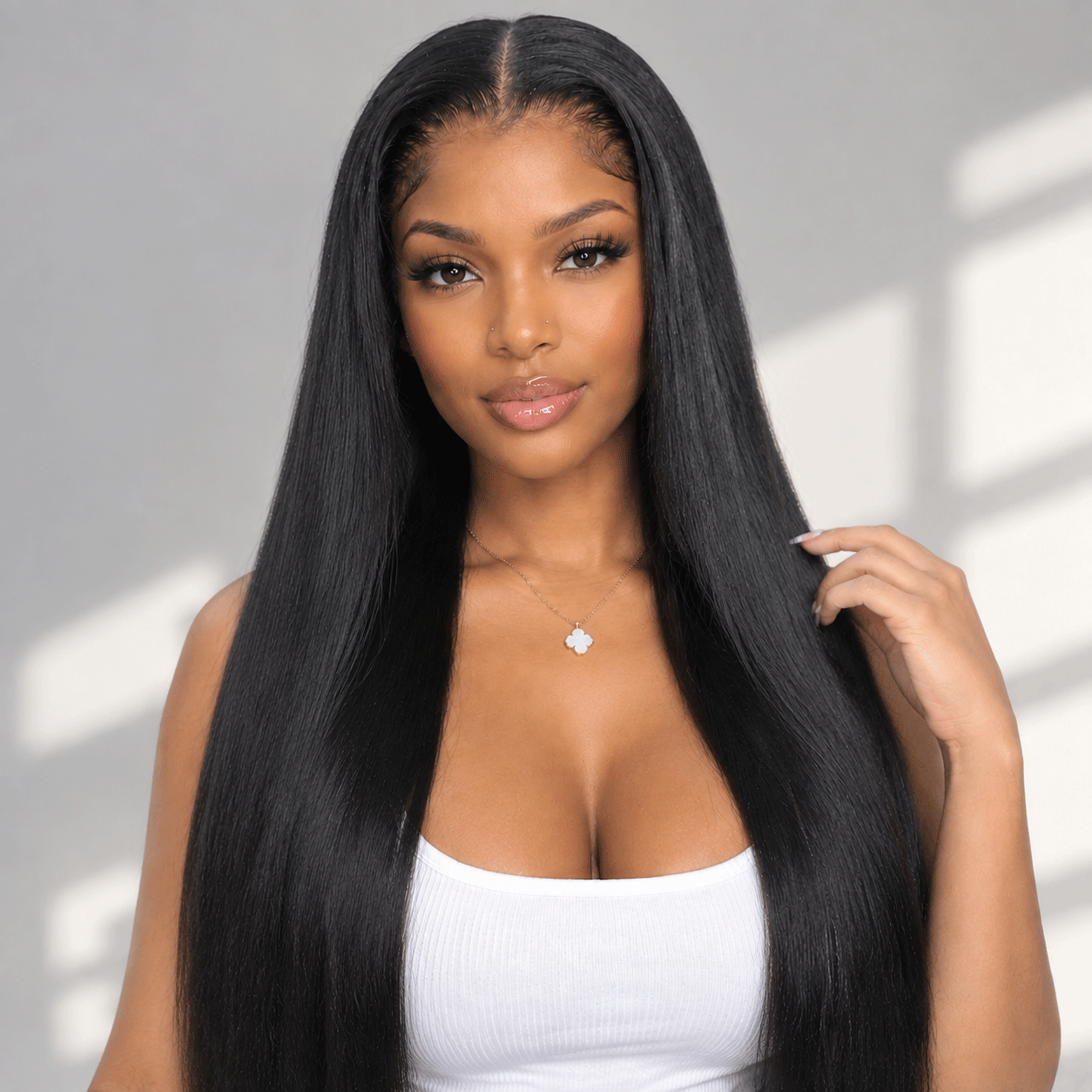 Zlike Lago Hairline M-Shaped Over-Plucked Hairline Silky Straight Human Hair 13×4 Lace Frontal Wig Pre-Cut Lace Natural Looking