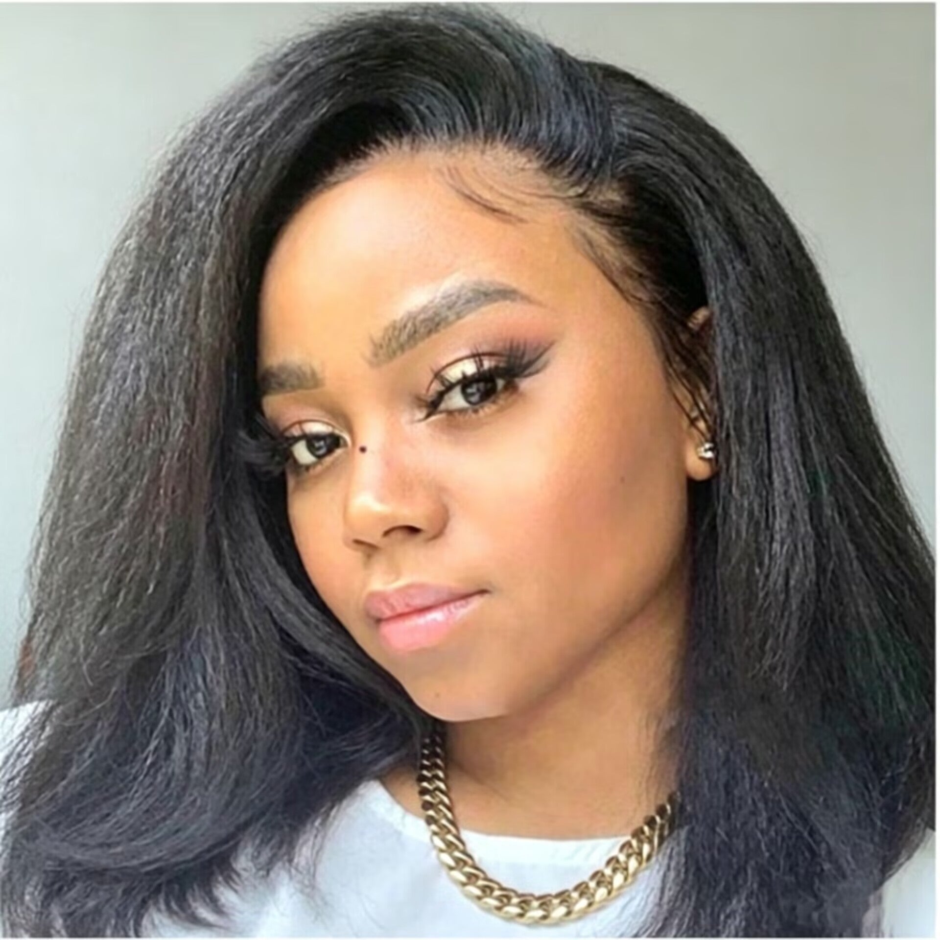 Zlike Wear & Go Kinky Straight Bob Wig HD Lace Closure Human Hair Wig with Pre-Bleached Knots