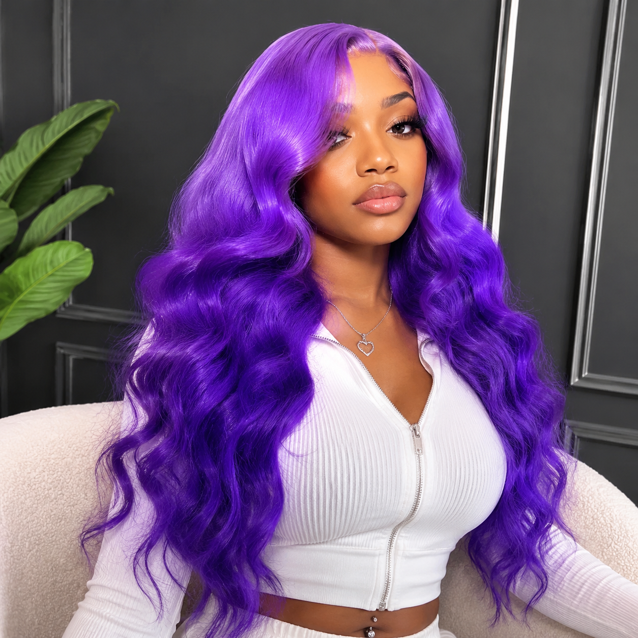 Zlike Ombre Purple Pink Blue 3D Body Wave Lace Frontal Wig 13x4 Transparent Lace Human Hair Wig