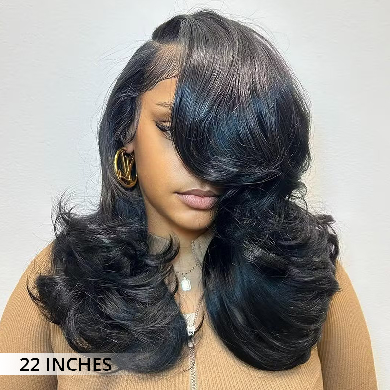 Zlike Peacock Curls Pull Go 13x6 Full Glueless Lace Front Wig Pre-Styled Heavy Layers Cut Human Hair