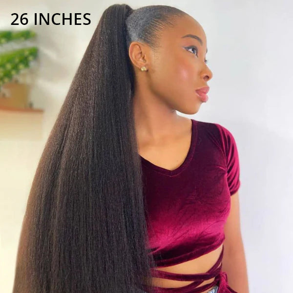 3 In 1 Half Wigs Easy Wear Kinky Straight Half Wigs With Elastic Drawstring Comfortable Fit No Glue Needed