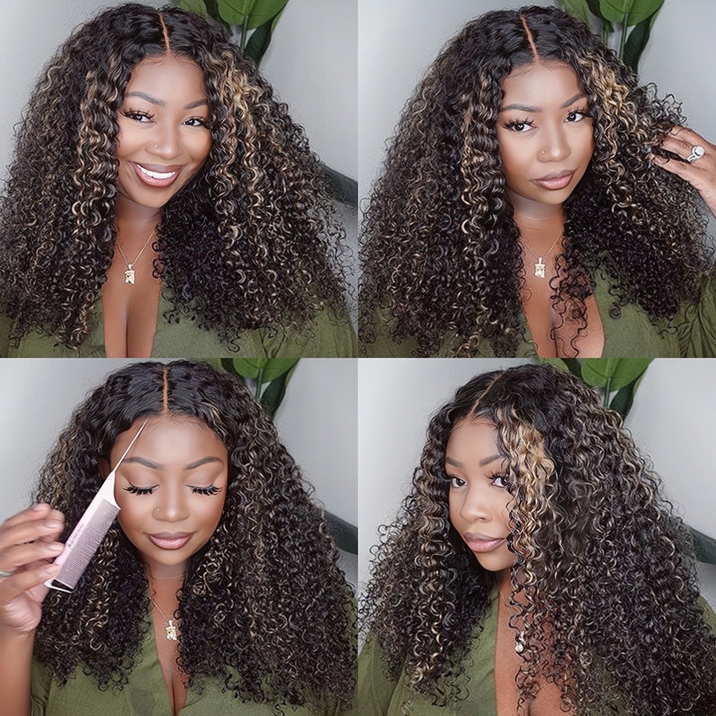 Zlike 4C Edge Curly Wigs Highlight Blonde Pre Cut Lace Front Human Hair Wigs 250% Density Pull To Wear Wigs