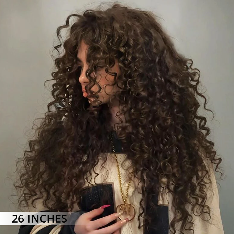 Zlike Bouncy Spiral Loose Curls Wigs 300% Density Human Hair Transparent Lace Front Wigs For Women