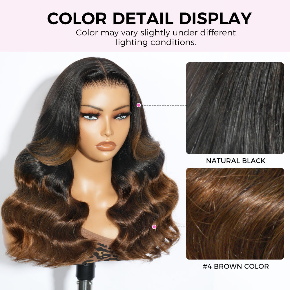 Zlike 300% Density Heavy Layered Cut Ombre Brown Colored Glueless Lace Wig