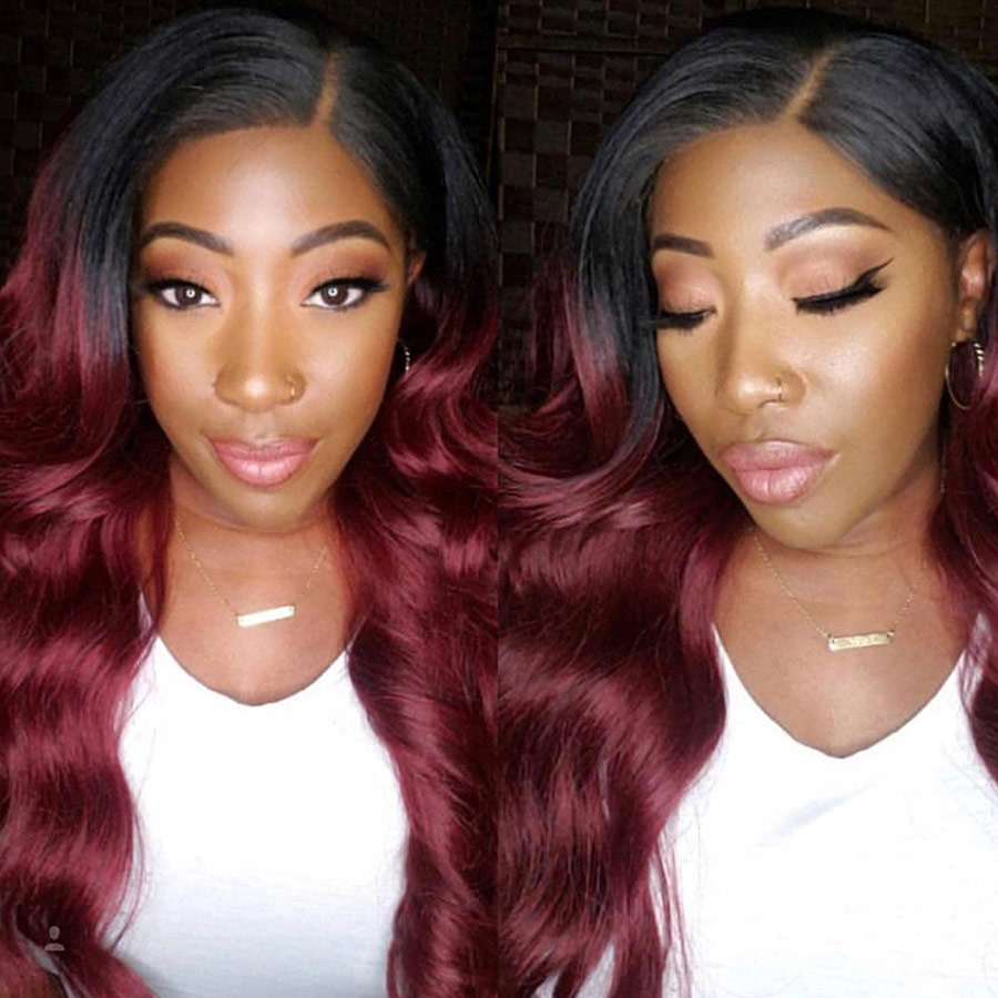 Clearance Sale | 99J Burgundy Body Wave Wigs Transparent Lace Front Virgin Human Hair Wigs