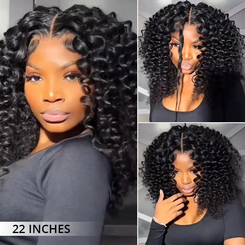 Super Bouncy Deep Wave Lace Wig Bleached Knots Human Hair 250% Density Transparent Lace Closure Wigs