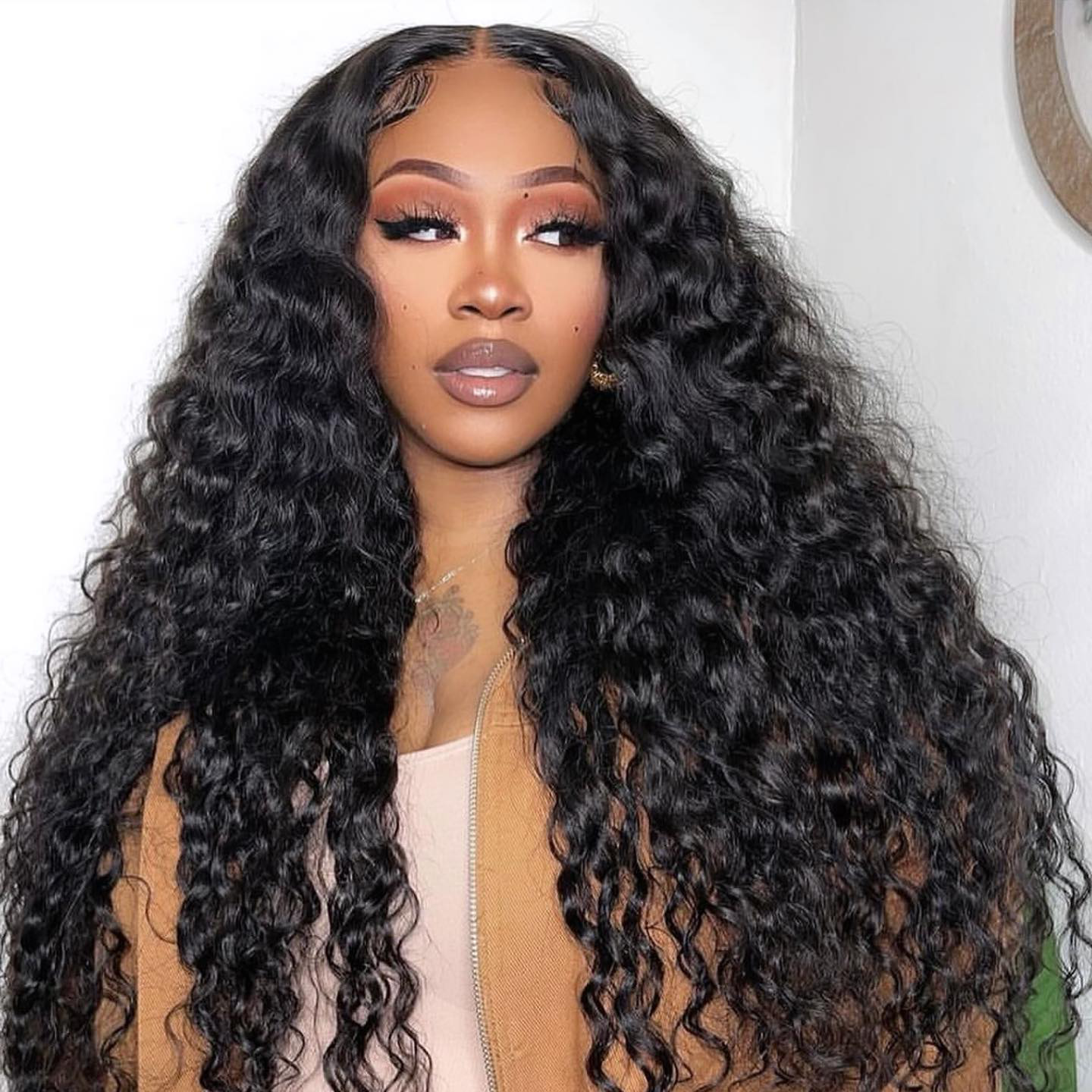 Zlike Pull Go 13x6 Pre Cut Lace Front Wigs Deep Wave Natural Black Human Hair Pull To Wear Wigs