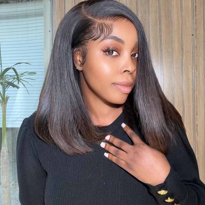 Straight Bob Wigs Transparent Lace Front Short Bob 100% Human Hair Wigs With Baby Hair