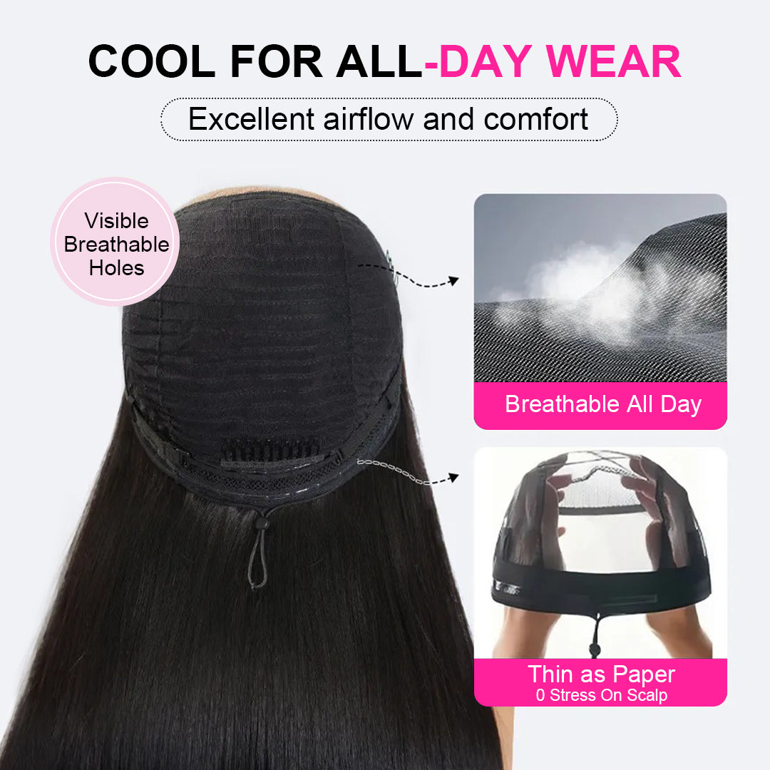 30"= $198 Straight Human Hair High Density Glueless Wigs 7×5 13×6 Lace Pre Plucked & Bleached Drawstring Wigs