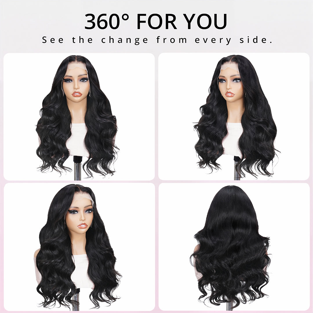 body wave lace front wig natural look
