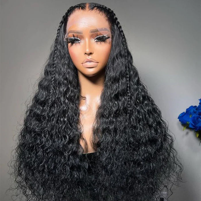 300 density luxury water wave lace closure wig virgin human hair