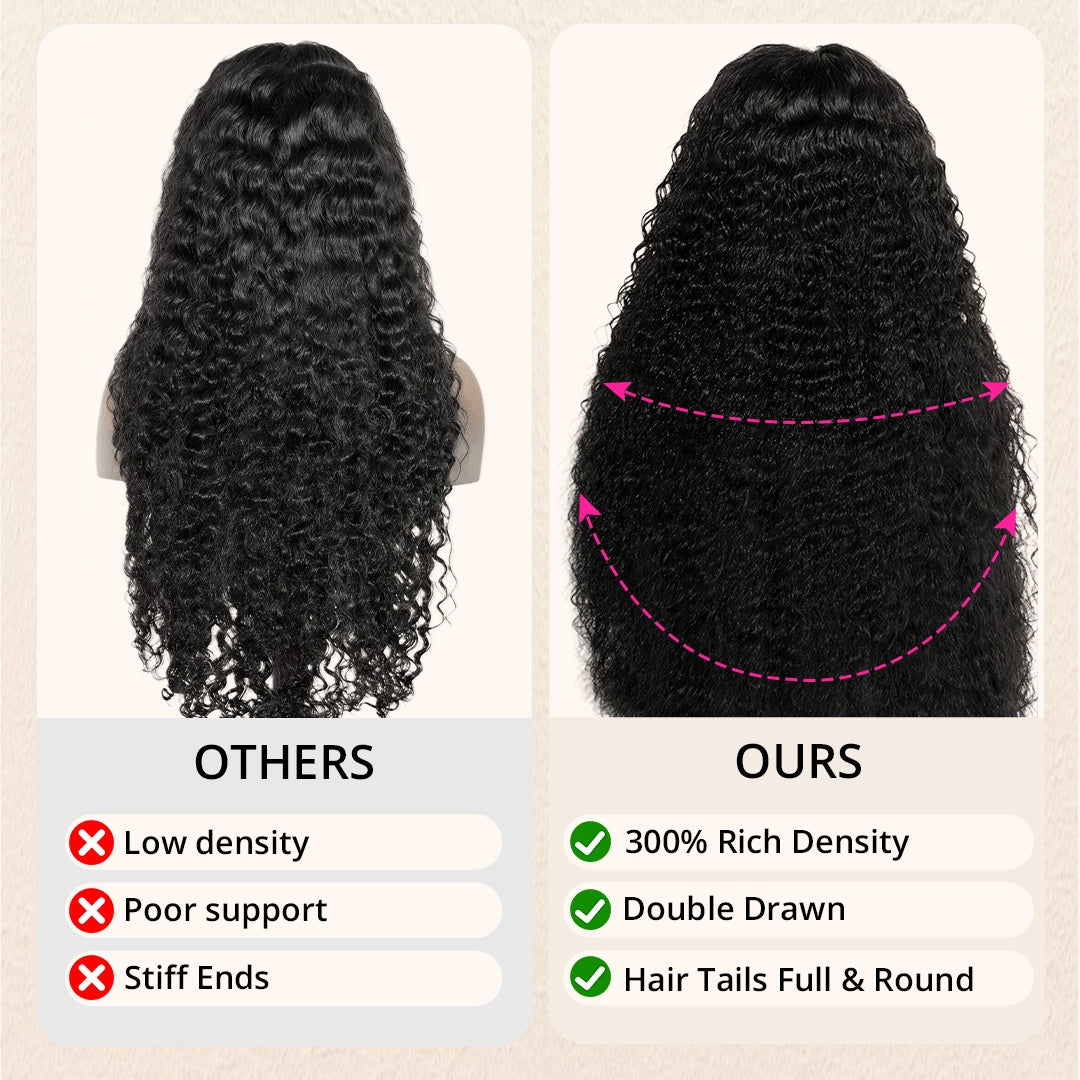 Zlike 300% Density Invisi-Band Deep Wave 360 Lace Frontal Wigs Bleached Knots Human Hair Wigs