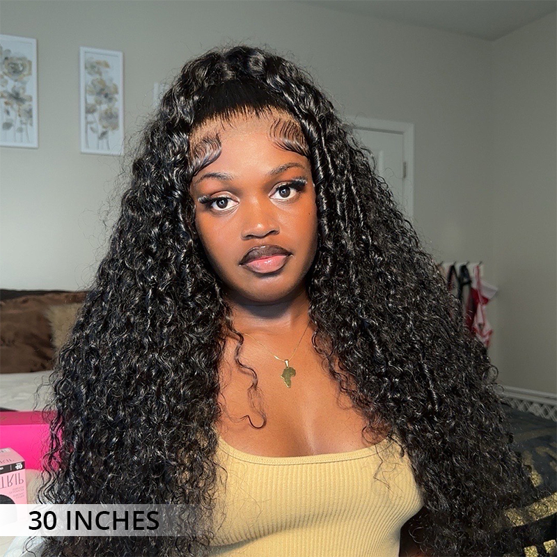 300% Density Luxury Custom Wigs Water Wave Transparent Lace Wig Virgin Human Hair Lace Closure Wigs Super Double Drawn