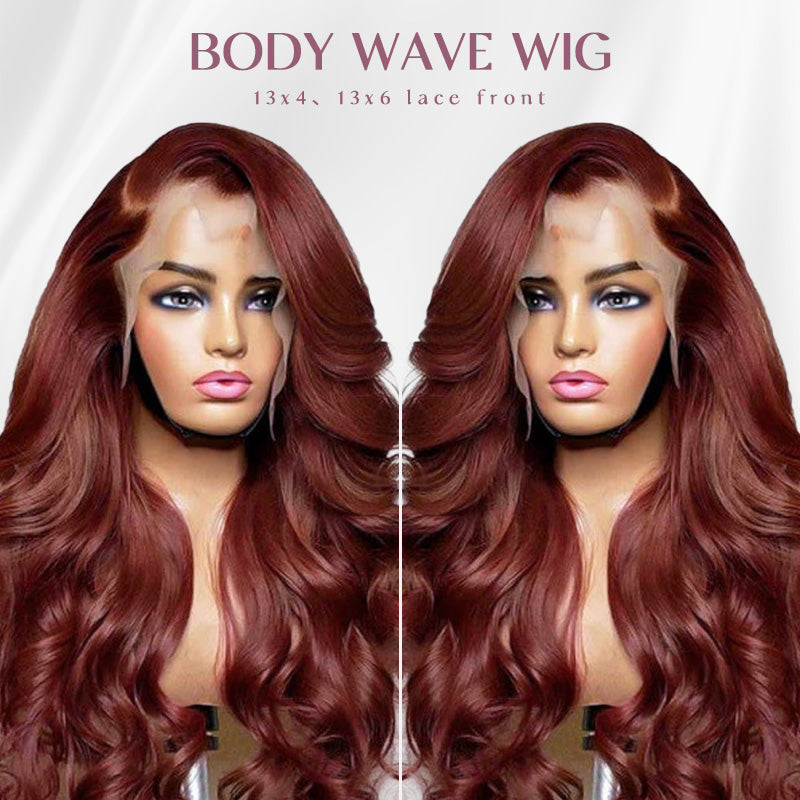 #33 Reddish Brown Auburn Color Body Wave 13x4 Lace Front Human Hair Wigs