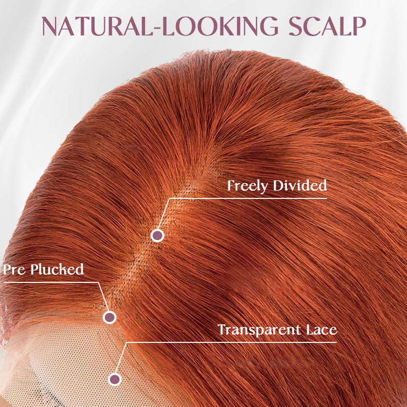 Ginger Orange Colored 13x4 Lace Front Body Wave Wig High Density Human Hair Wigs