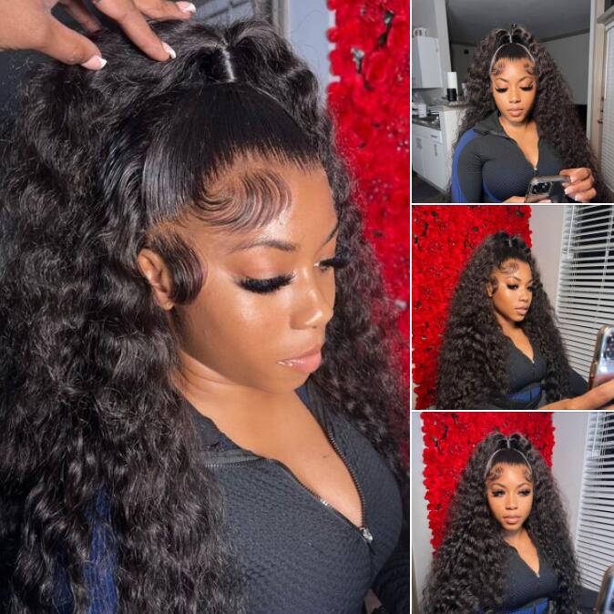 360 Lace Wig Water Wave Human Hair Transparent Lace Front Wigs With Baby Hair