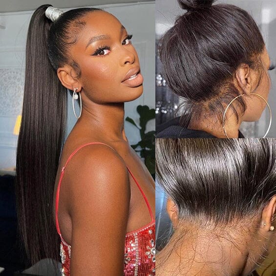 Code: ZL100F | 360 Lace Frontal Wig Transparent Lace Straight Virgin Human Hair Wigs Pre-Plucked With Baby Hair