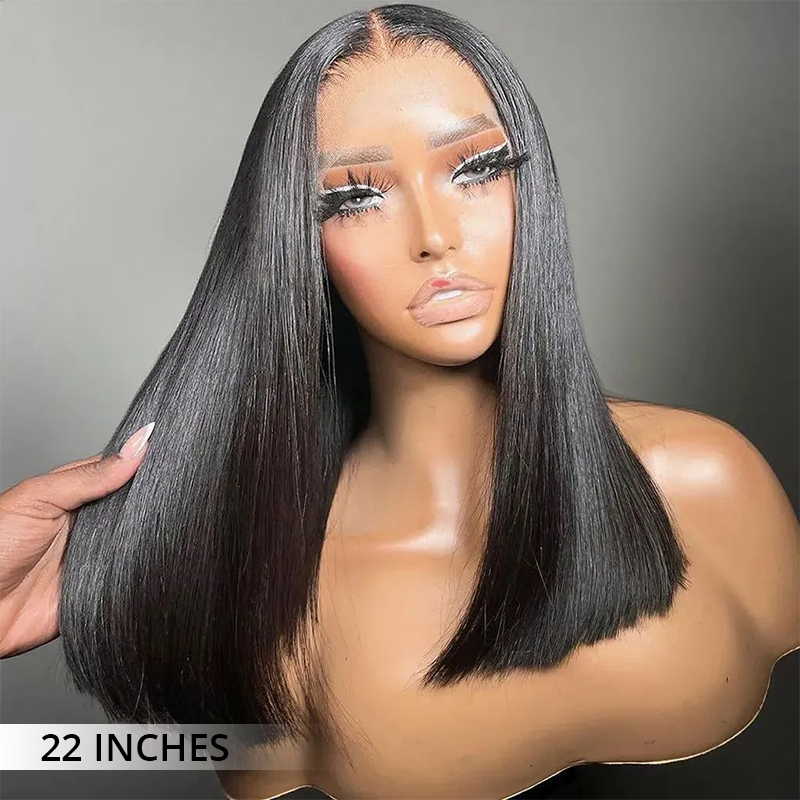 Zlike 300% Density Straight Wigs Transparent Lace 100% Human Hair Pre Cut Lace Front Wigs Glueless