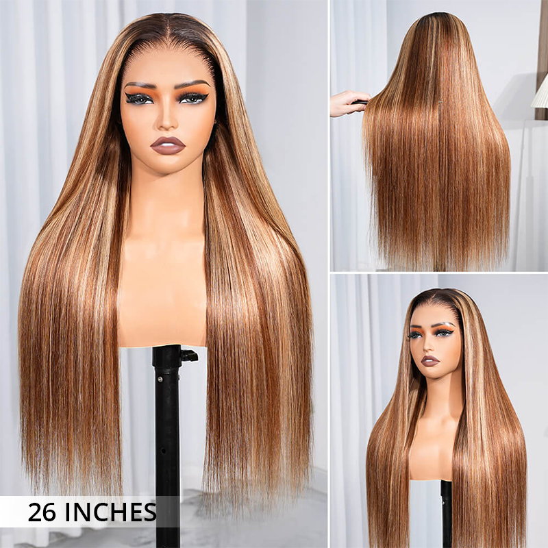 Zlike Pull Go 13x6 Pre Cut Lace Front Wigs Highlight Honey Blonde Glueless Wigs Body Wave With Drawstring 100% Human Hair Wigs