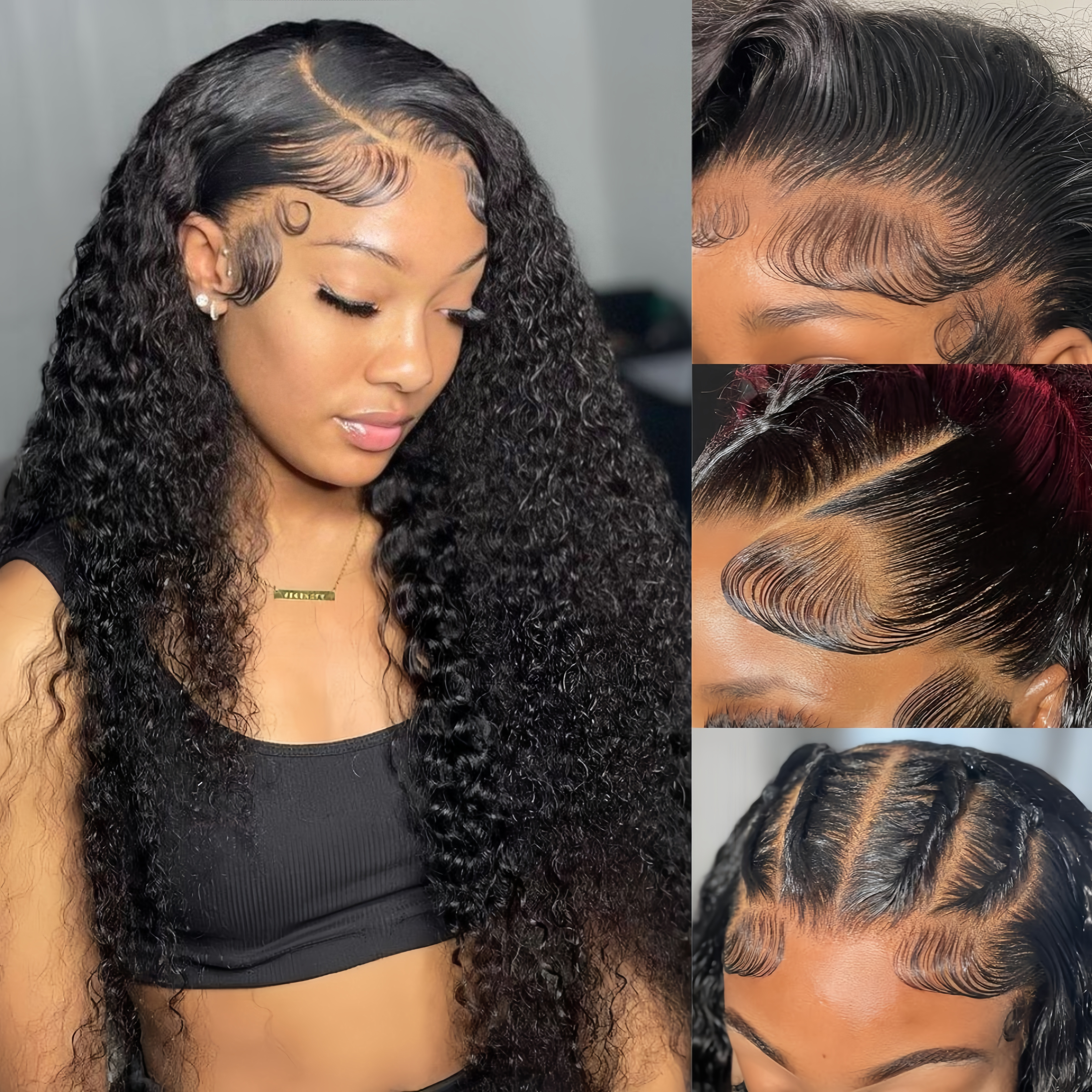 Zlike Pull Go Water Wave 13x6 Pre Cut Lace Front Wigs Natural Black Human Hair Pull To Wear Wigs