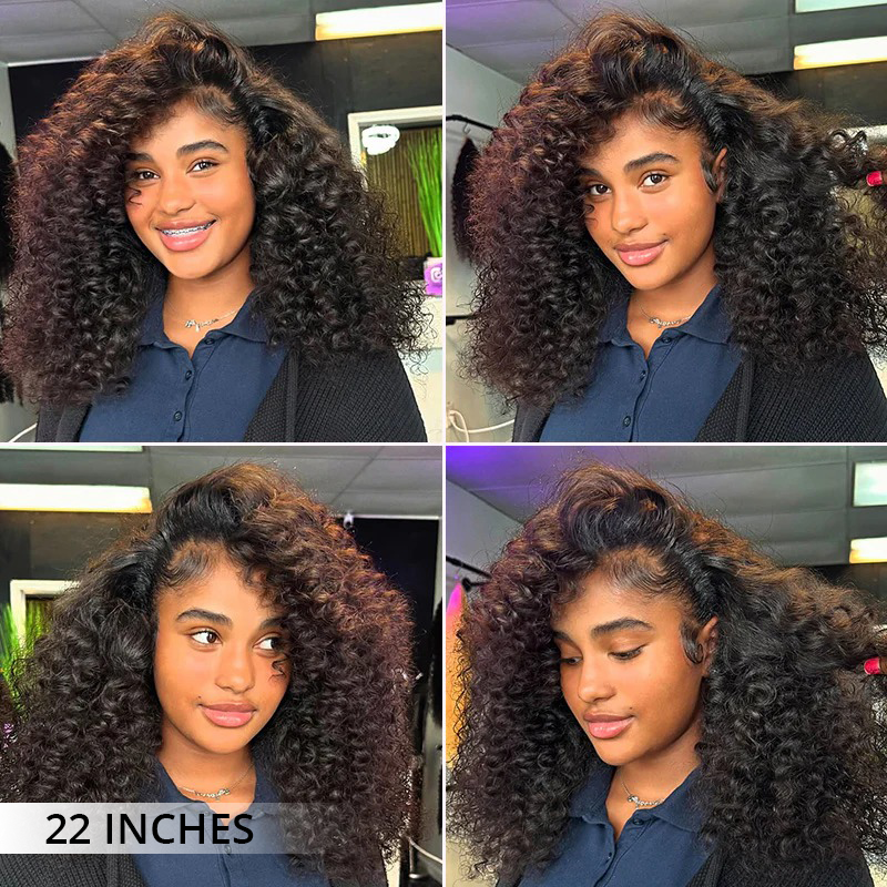 Super Bouncy Deep Wave Lace Wig Bleached Knots Human Hair 250% Density Transparent Lace Closure Wigs