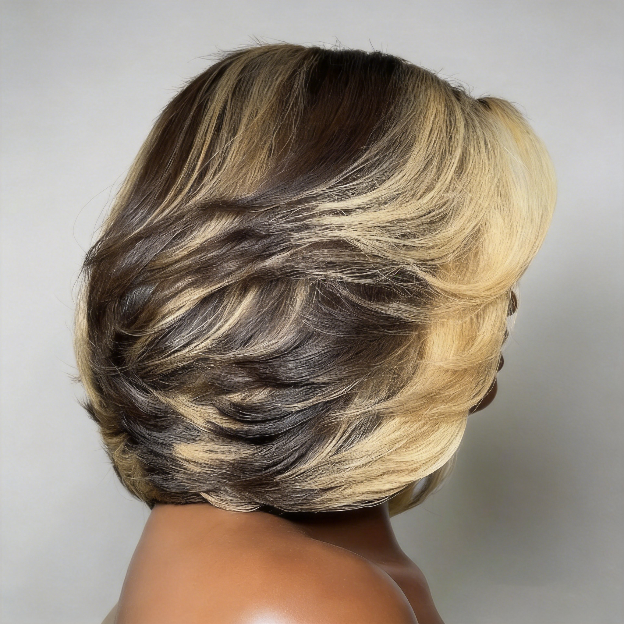 Zlike 7x5 Transparent Lace Blonde Layer Bob Wigs Glueless Pull & Go Human Hair Wigs with Drawstring Cap 300% Density