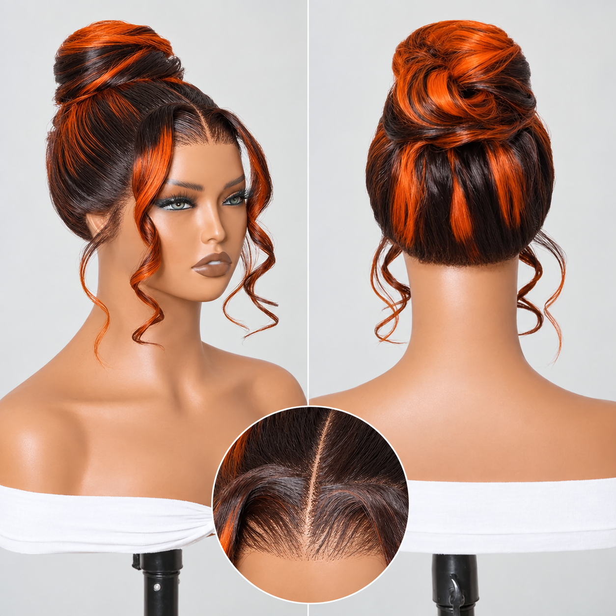 Zlike Ginger Highlight Body Wave Wig 360 Lace Frontal Invisi Strap Snug Fit Human Hair Wigs