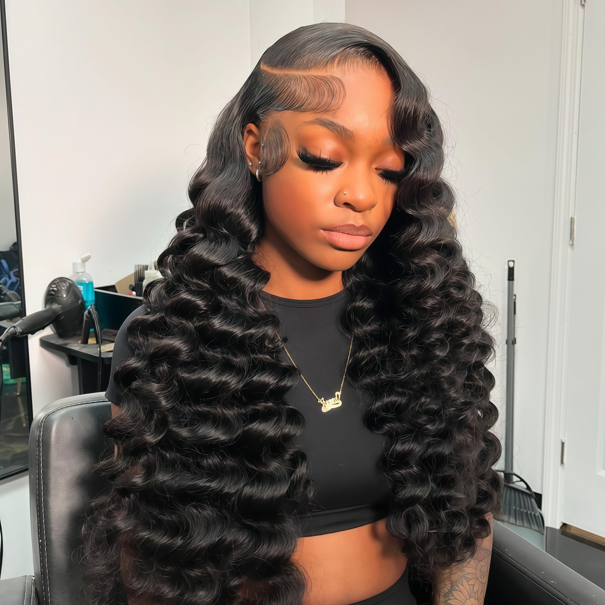 Zlike Pull Go 13x6 Pre Cut Lace Front Wigs Deep Wave Natural Black Human Hair Pull To Wear Wigs