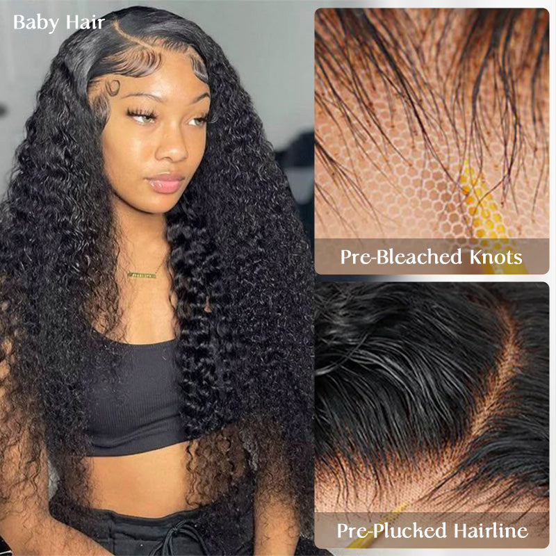 Natural Hairline Water Wave 100% Human Hair Wigs 13X4 Transparent Lace Front Wig