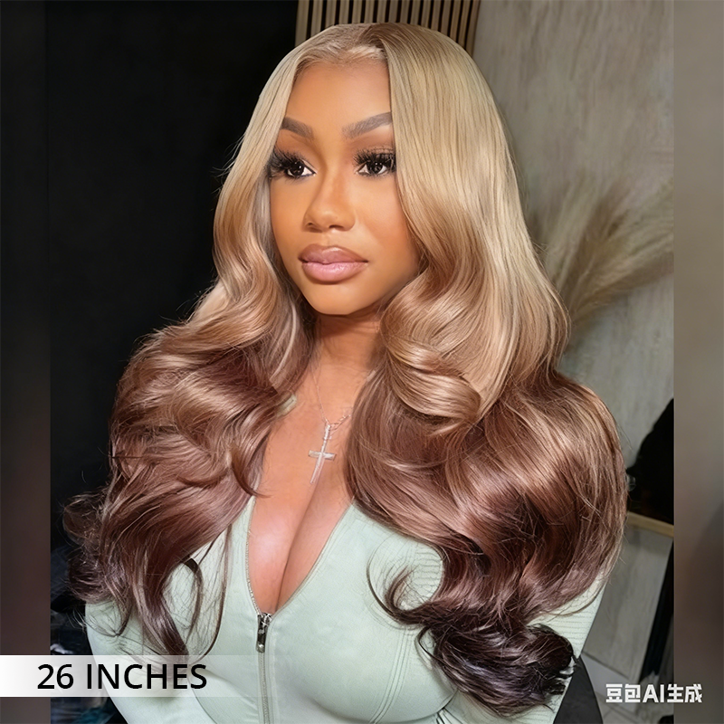 Zlike 613 Blonde Customized Colored Three Tone 13x4 Transparent Lace Front Human Hair Wigs