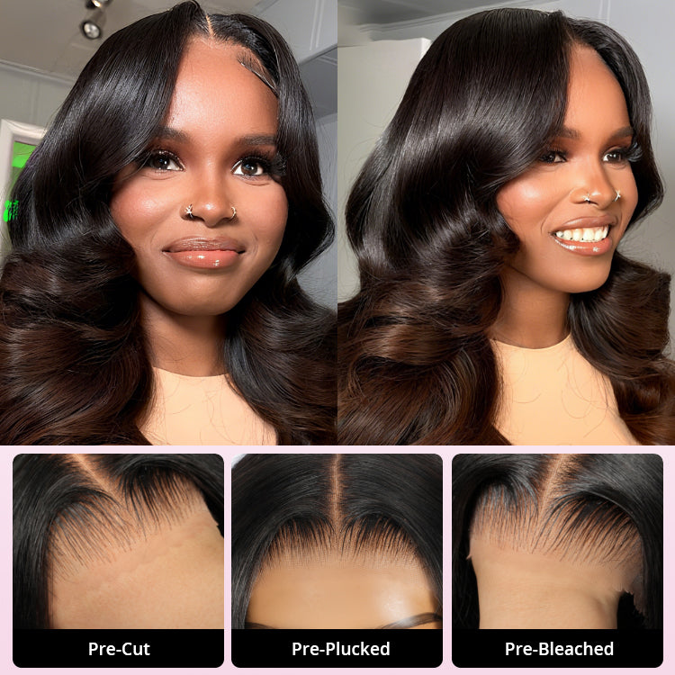 Zlike 7x5 Glueless Lace Closure Chestnut Brown Ombre Layered Cut Wigs Human Hair Ready To Go Go Wigs