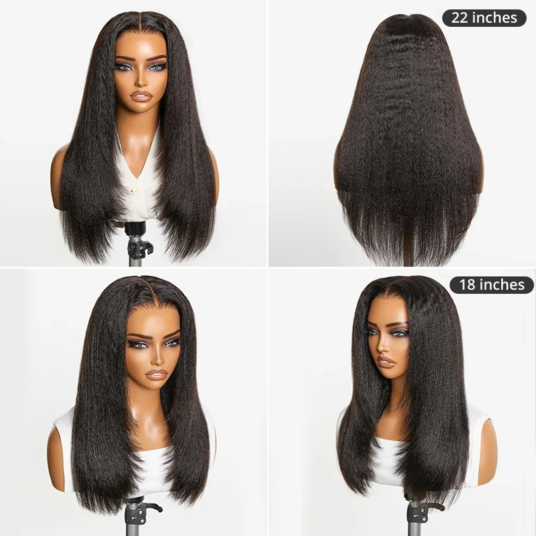 Zlike 250% Density Kinky Body Wave Layered Cut 7x5 Pre-Cut Lace Front Human Hair Wigs