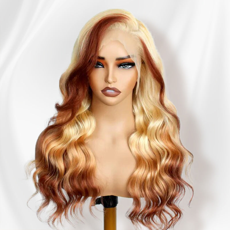 Zlike 613 Blonde Wig With Brown Highlight Body Wave Lace Front Wigs