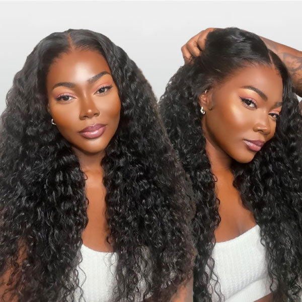 Fast Shipping | Natural Black Water Wave Transparent Lace Front Wig Pre Plucked 100% Human Hair Wigs