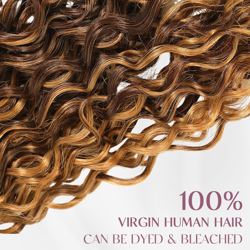 Honey Blonde Highlights #4/27 Colored Curly Transparent Lace 100% Virgin Human Hair Wigs