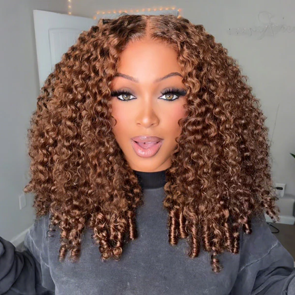 Zlike #4 Chocolate Brown 13x4 Lace Front Burmese Curly 100% Human Hair Wigs With Pre Plucked Hairline & Bleached Knots