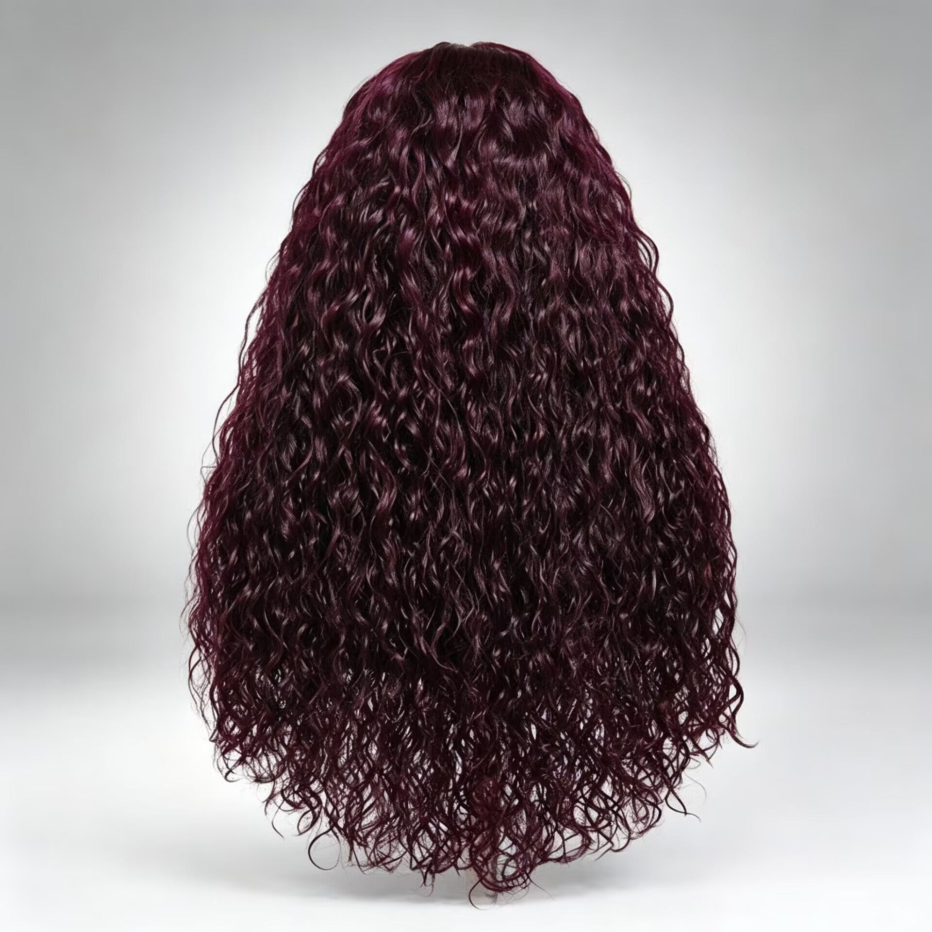 Zlike Dark Plum Black Cherry Water Wave Human Hair Wig Glueless Drawstring Lace Frontal Wig Invisible Lace Natural Hairline