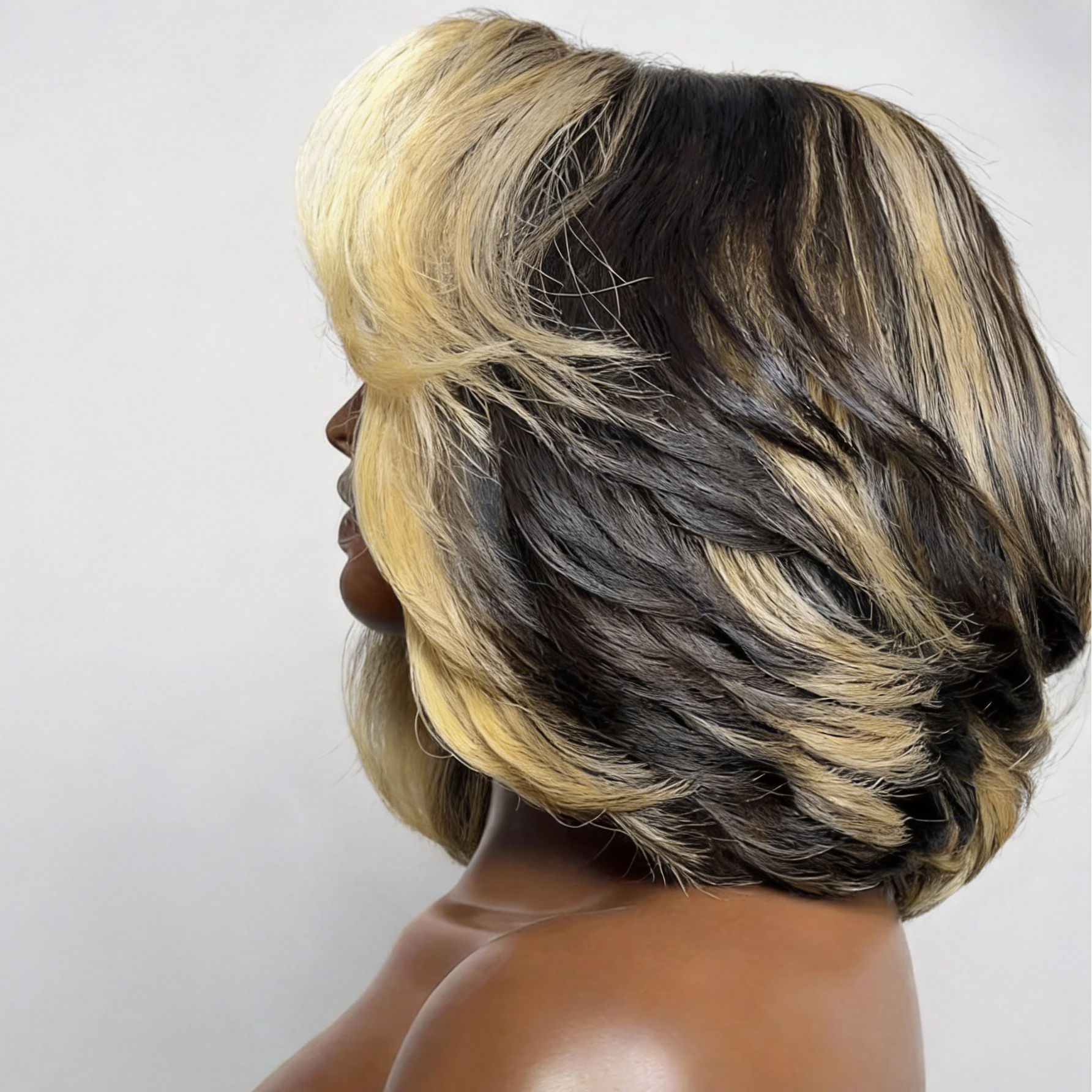 Zlike 7x5 Transparent Lace Blonde Layer Bob Wigs Glueless Pull & Go Human Hair Wigs with Drawstring Cap 300% Density