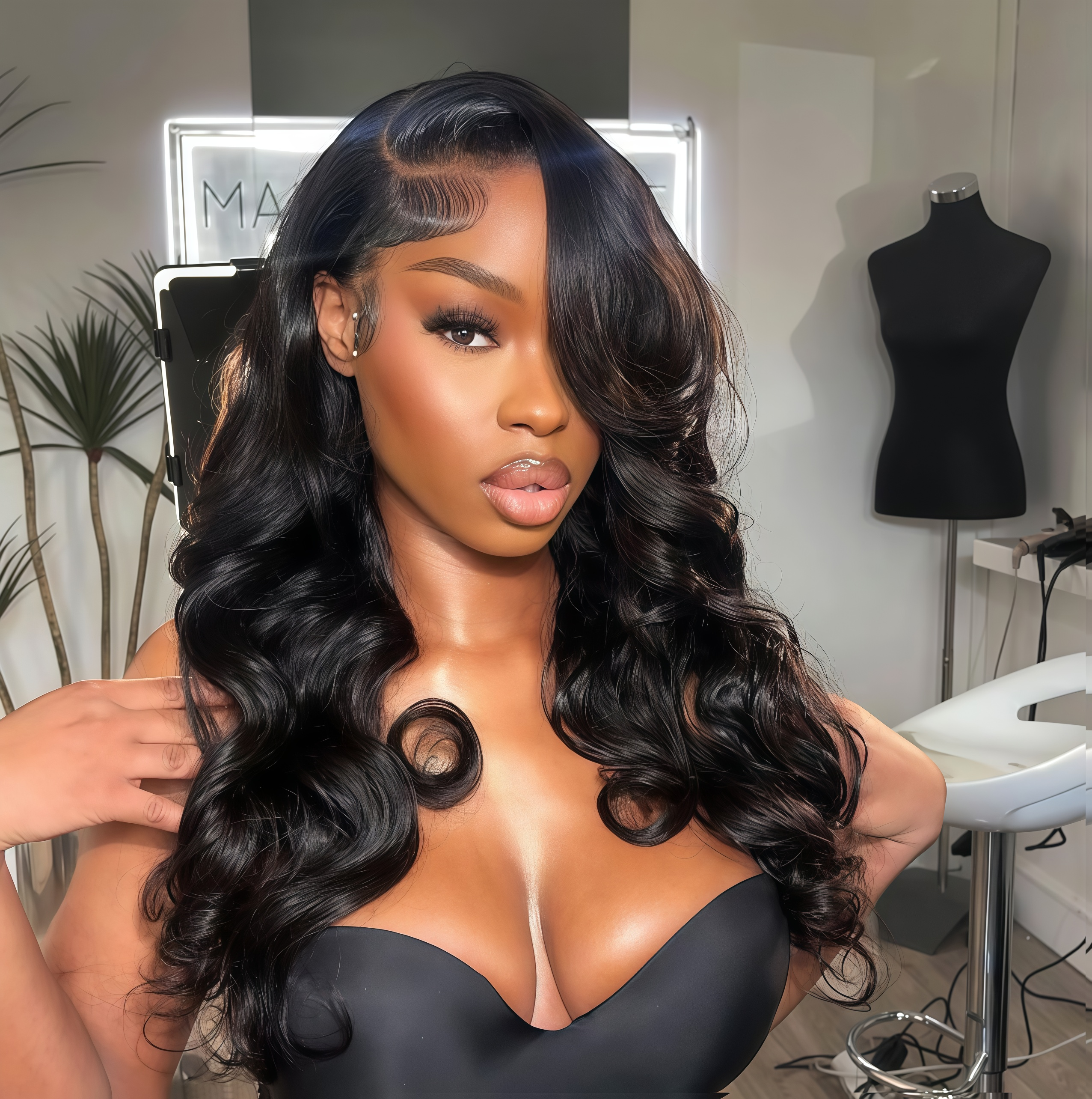Zlike Pull Go Body Wave Natural Black 13x6 Pre Cut Lace Front Wigs Human Hair Pull To Wear Wigs