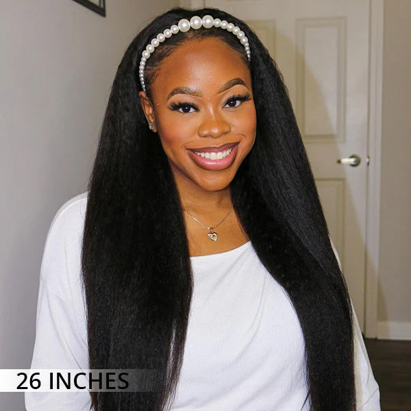 3 In 1 Half Wigs Easy Wear Kinky Straight Half Wigs With Elastic Drawstring Comfortable Fit No Glue Needed