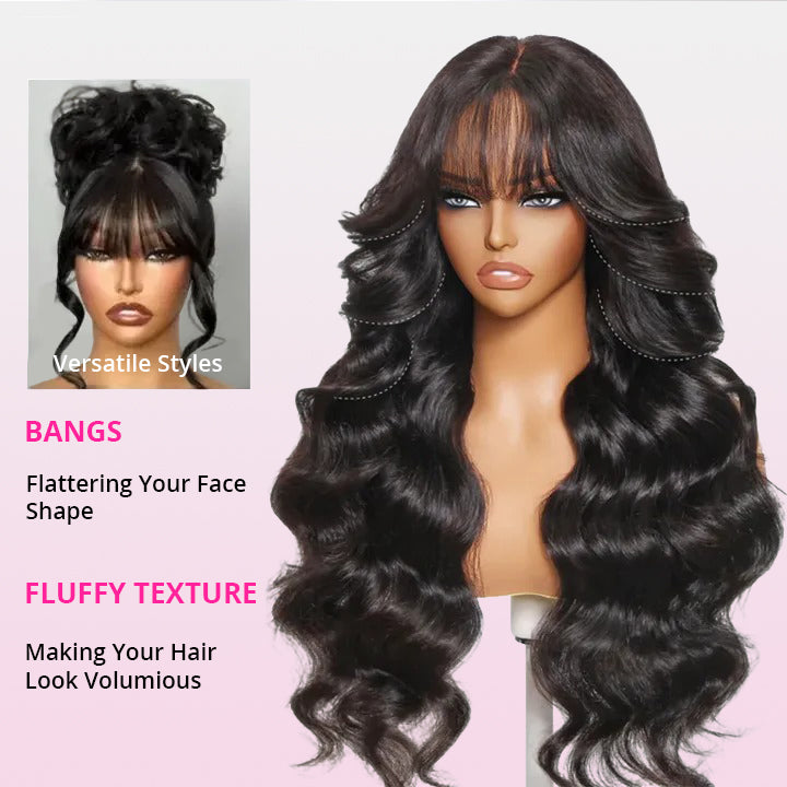 Zlike Layer Cut Body Wave With Bang 360 Invisi Strap Lace Frontal Wig Glueless Salon Hairstyles