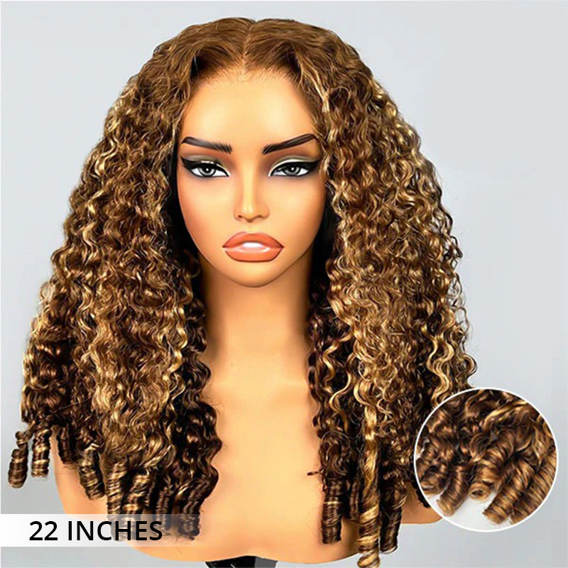 Zlike Honey Blonde Highlight 13x4 Lace Front Burmese Curly 100% Human Hair Wigs