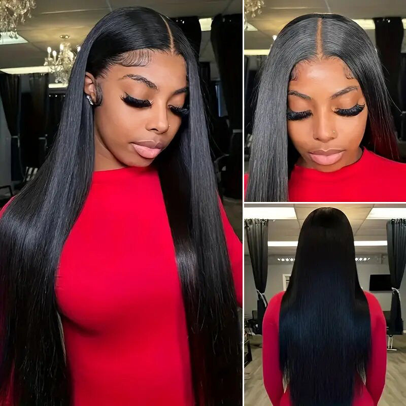 Zlike Pull Go 13x6 Pre Cut Lace Front Wigs Natural Black Straight Human Hair Pull To Wear Wigs