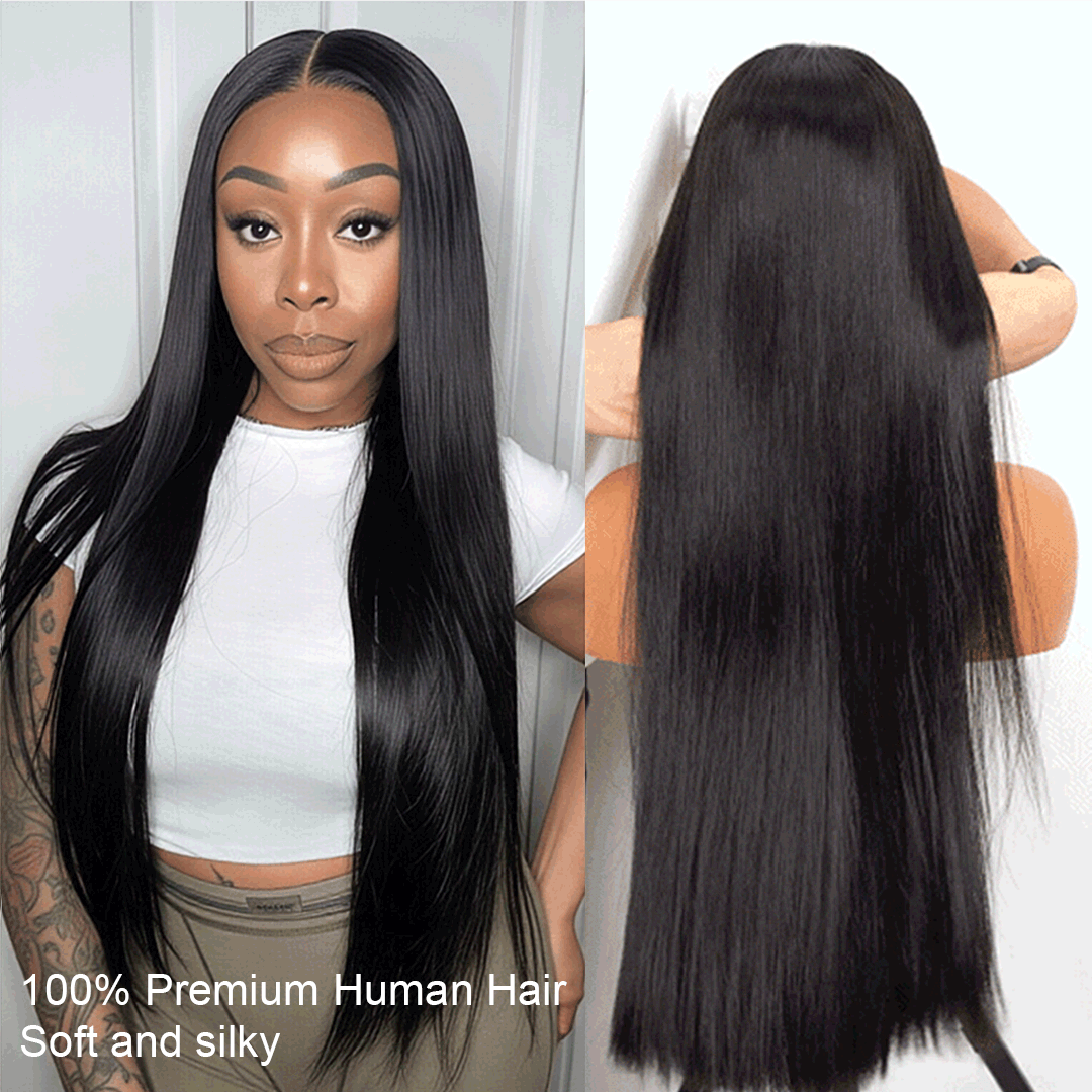 30"= $198 Straight Human Hair High Density Glueless Wigs 7×5 13×6 Lace Pre Plucked & Bleached Drawstring Wigs